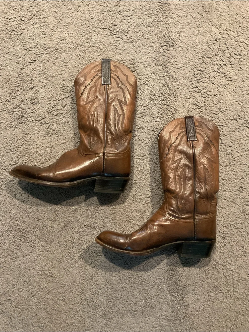Vintage Lucchese 2000 Men’s Exotic Brown Leather Cowboy Western Moto Tall Boots